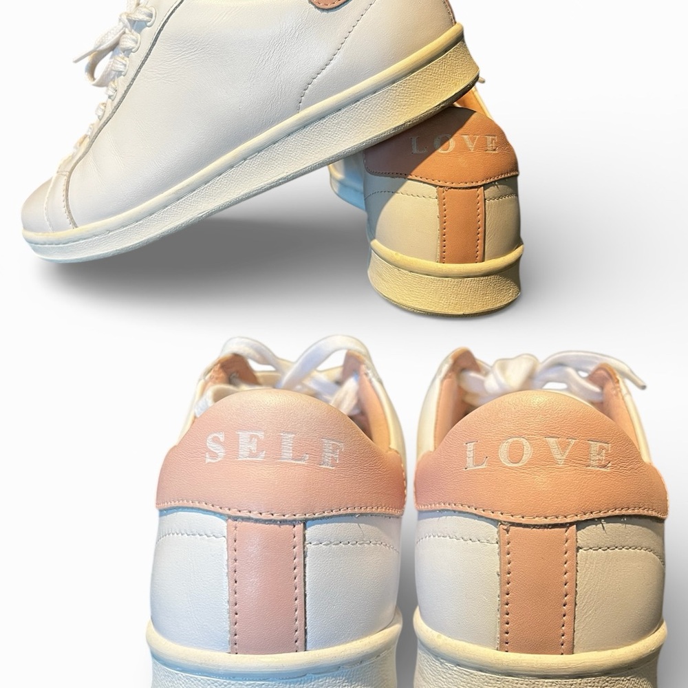 Leather Sneakers with 'Self Love' Design
